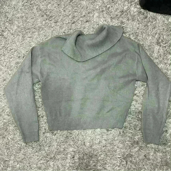 JUSTFAB Half Zip Collared Sweatshirt | Cropped Hoodie Sweater | Green | Size S - Picture 5 of 7